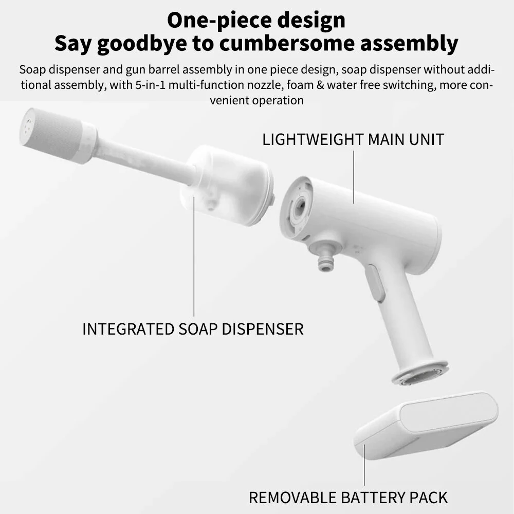 (image for) Xiaomi Mijia Cordless Electric Car Washing Gun 2.4MPA High Pressure Washer Foam Nozzle Car Cleaning Care Cordless Car Washing Water Gun